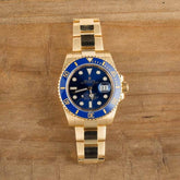Used Rolex Submariner Yellow Gold 116618 Blue Dial image 0