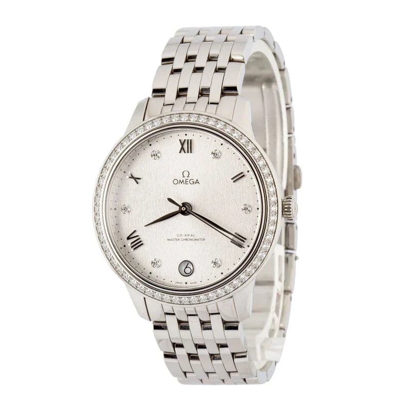 OMEGA Stainless Steel De Ville Prestige Silver Diamond Dial image 0