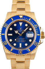 Used Rolex Submariner Yellow Gold 116618 Blue Dial image 1