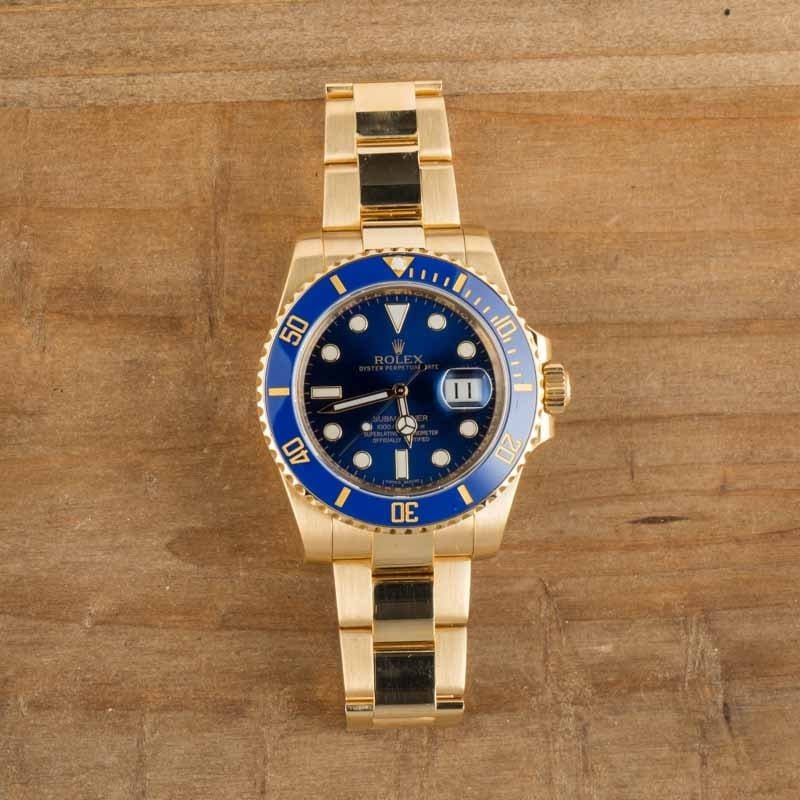 Used Rolex Submariner Yellow Gold 116618 Blue Dial image 0