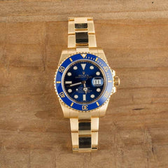 Used Rolex Submariner Yellow Gold 116618 Blue Dial image 0