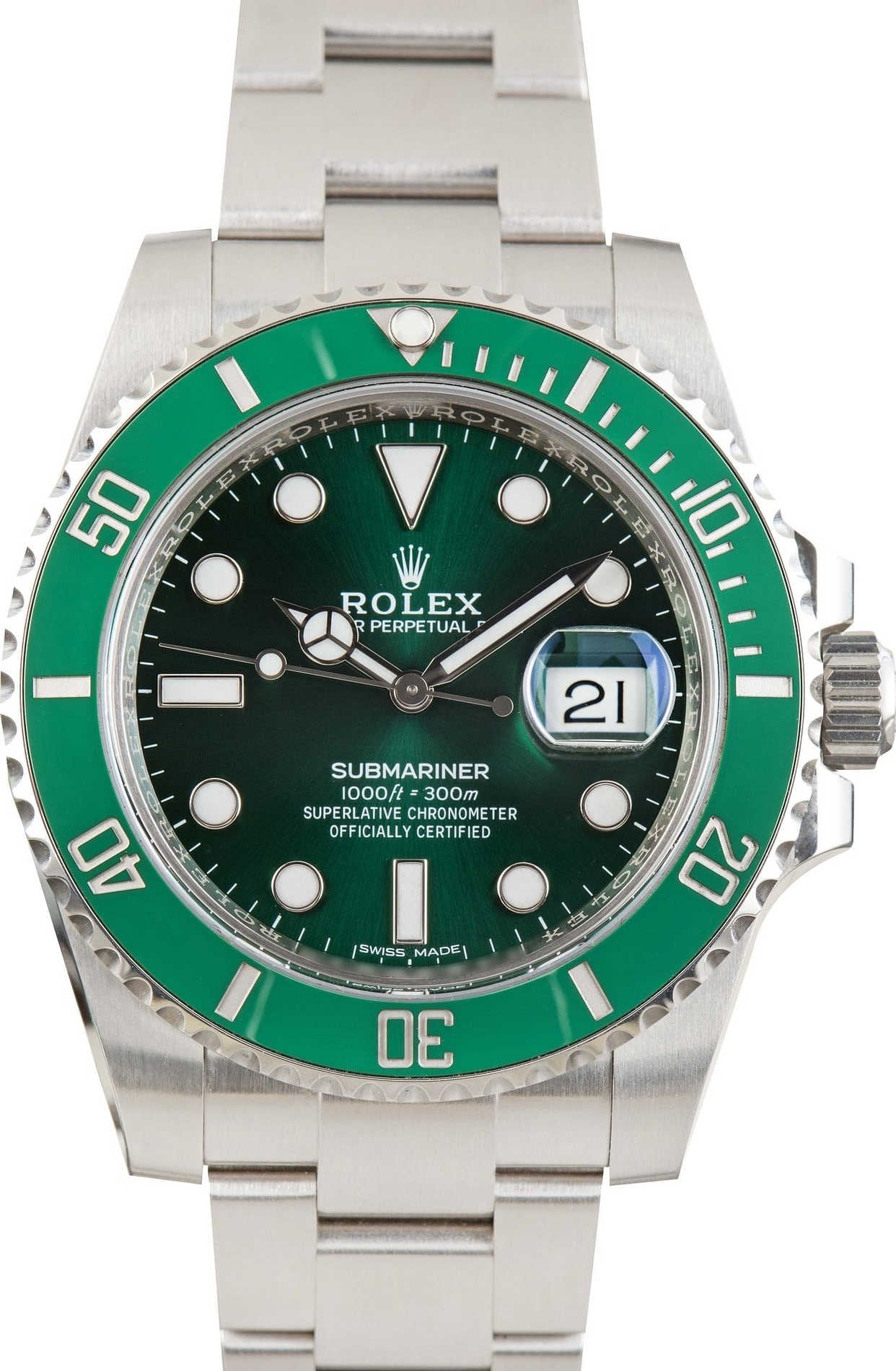 Used Hulk Rolex Submariner Green Dial 116610LV image 3