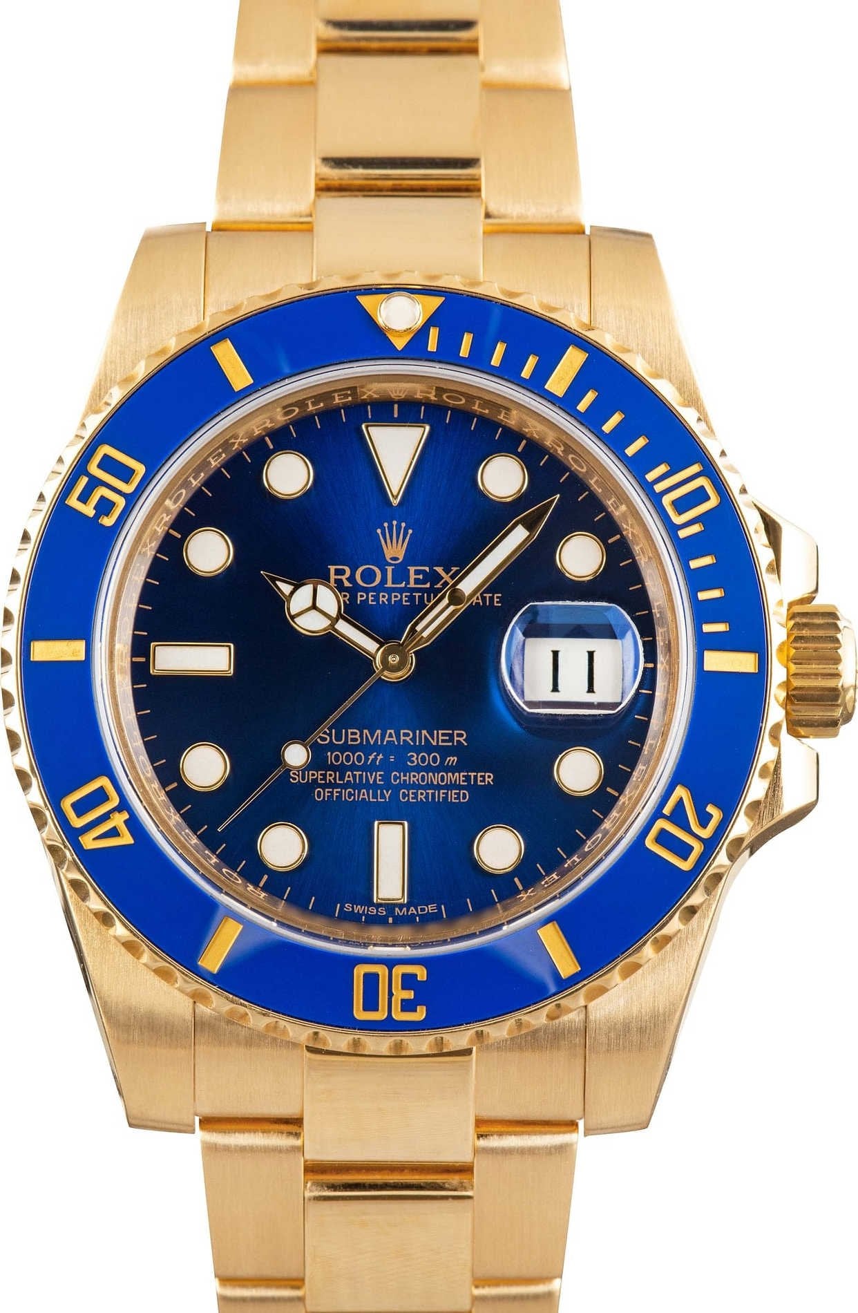Used Rolex Submariner Yellow Gold 116618 Blue Dial image 1