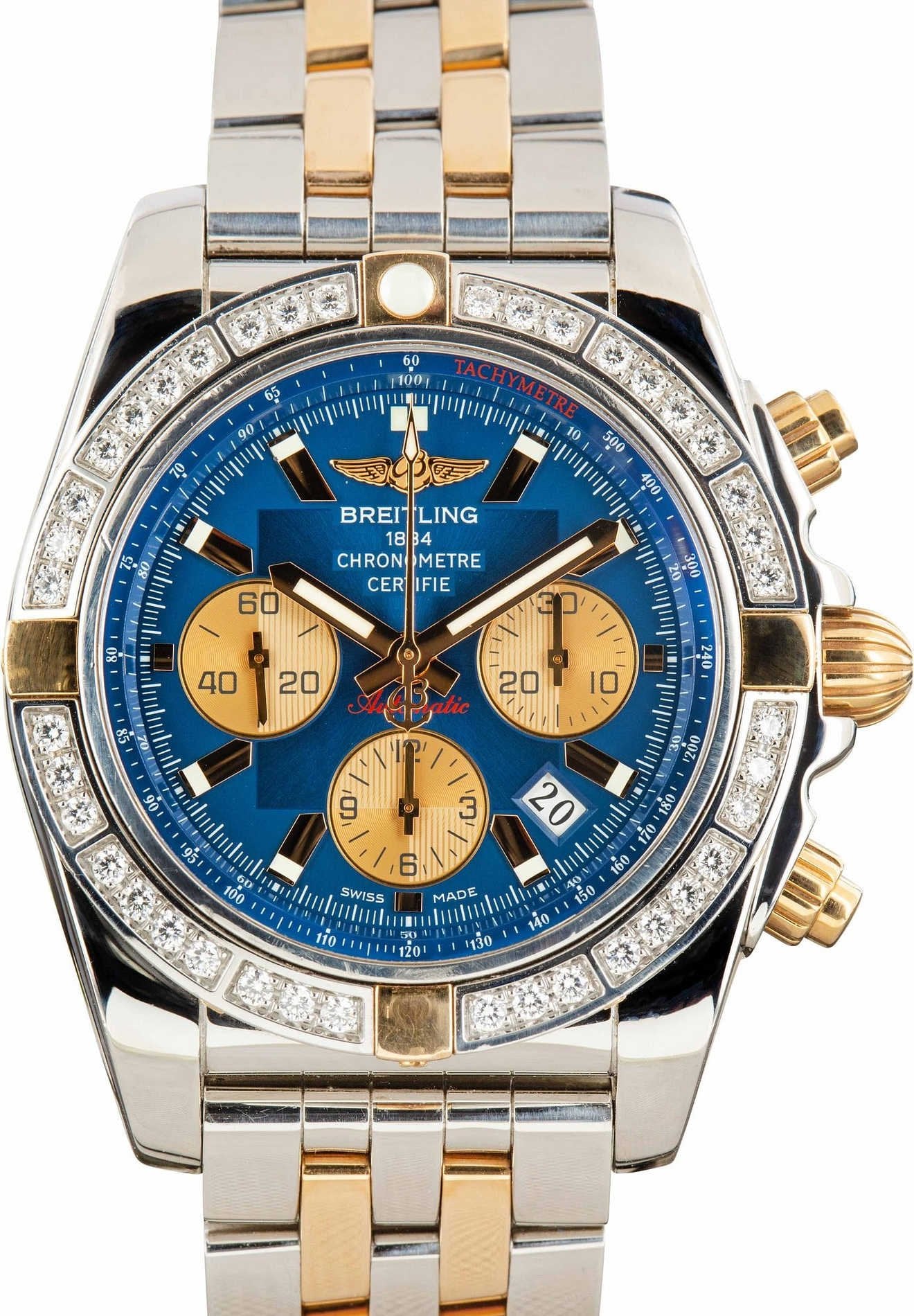 Breitling Chronomat 44 Blue Dial Diamond Bezel image 3